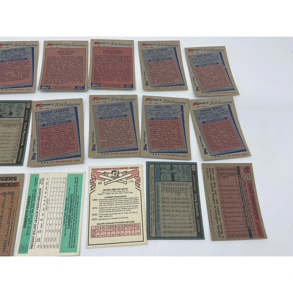 Topps Baseball Card Lot 16x 1982 Kmart MVP Hank Aaron Reggie Jackson Bench